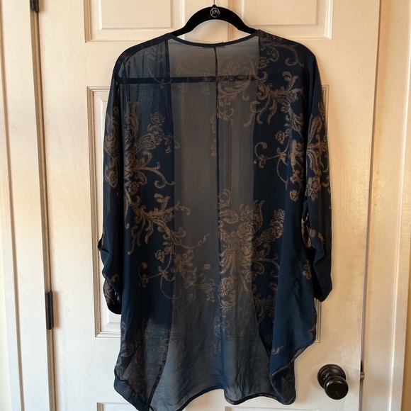 Navy Blue Sheer Shawl - Picture 2 of 6